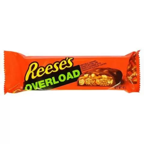 Reeses Overload Peanut Pretzel And Caramel Chocolate Bar 42g