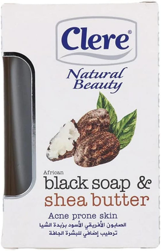 Clere African Black Soap & Shea Butter Soap Bar For Acne Prone Skin - 150g
