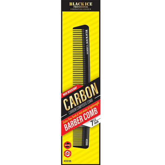 Black Ice Professional Carbon Barber Comb - 7.5in