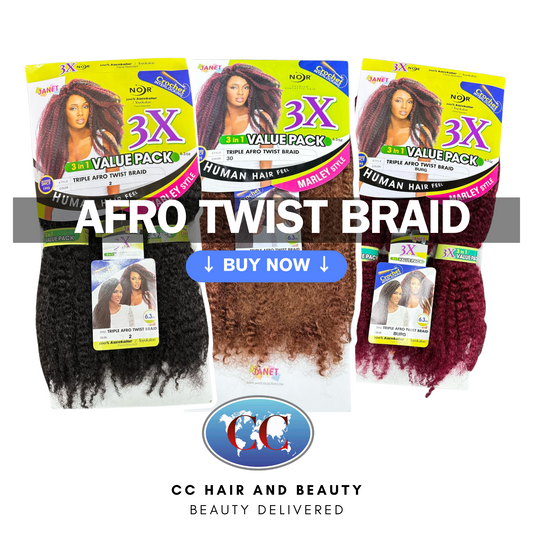 Janet Noir Triople Afro Twist Braid 3X - 3 in 1 Value Pack