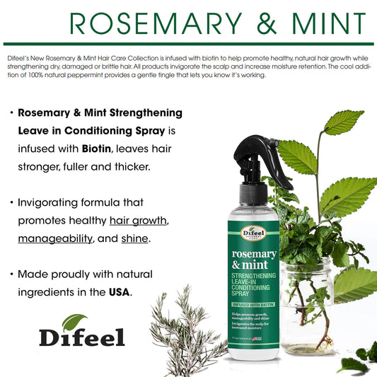 Difeel Rosemary And Mint Strengthening Leave-in Conditioning Spray With Biotin 6 Oz