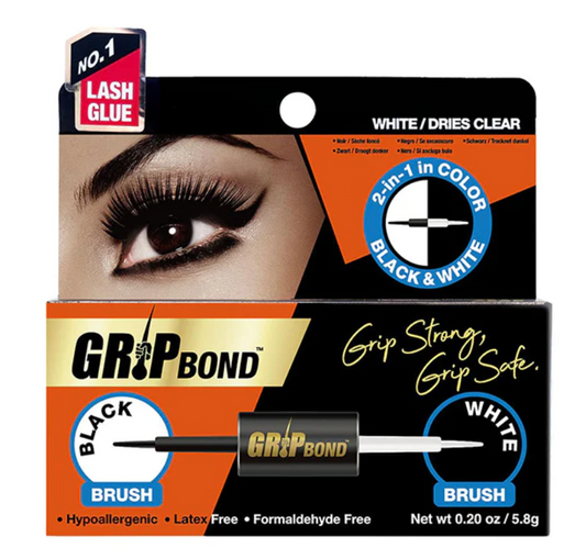 EBIN Grip Bond Latex-free Lash Adhesive - Black & White / Dual Brush