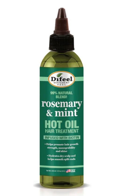 Difeel rosemary and mint hot oil hair treatment with biotin 8 oz.