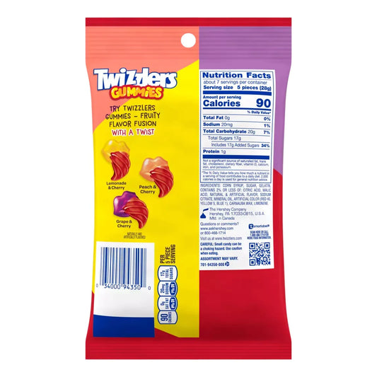 Twizzlers Gummies Peach Grape Lemonade & Cherry 7 oz. Bag