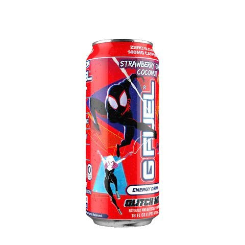 G FUEL - Spider-Verse Glitch Mix Black (Strawberry Guava Flavour) Zero Sugar Energy Drink - 16fl.oz