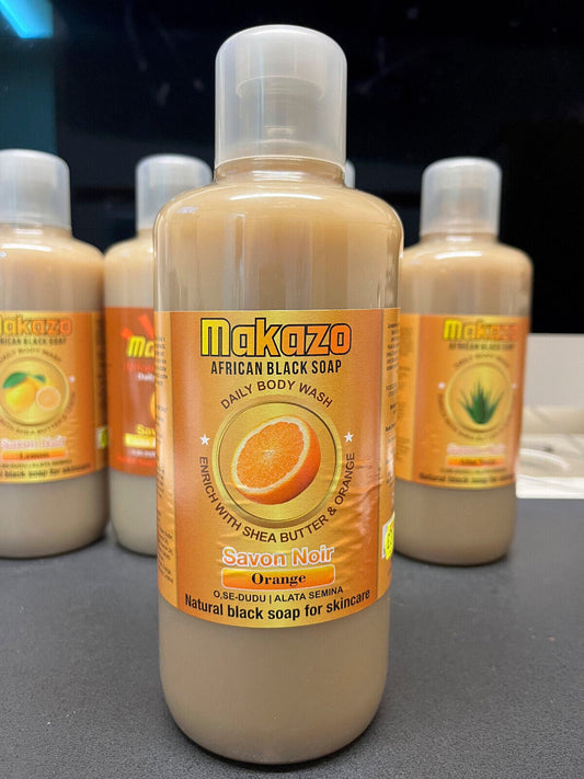 Makazo Natural Liquid African Black Soap Daily Body Wash -  Orange