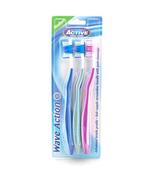 Beauty Formulas - Pack of 3 toothbrushes Wave Action