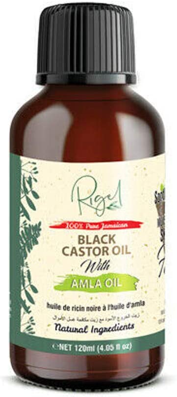Rigel Black Castor Oil with Amla Oil 100% Pure and Natural Herbal Oil for Hair, Skin - 120ml