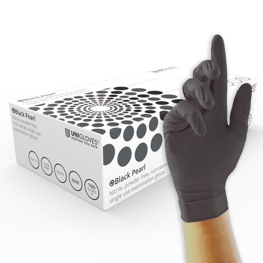 Unigloves Black Pearl Nitrile Gloves - Small Size 7