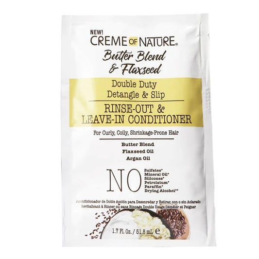 CREME OF NATURE Butter Blend & Flaxseed Rinse Out & Leave In Conditioner Packet - 1.7oz