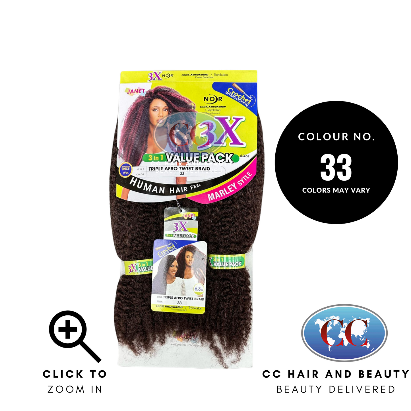 Janet Noir Triople Afro Twist Braid 3X - 3 in 1 Value Pack
