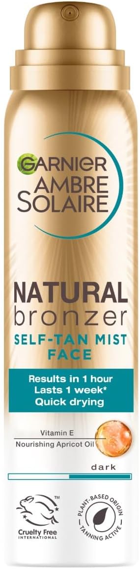 Garnier Ambre Solaire Natural Bronzer Quick Drying Dark Self Tan Face Mist 75ml