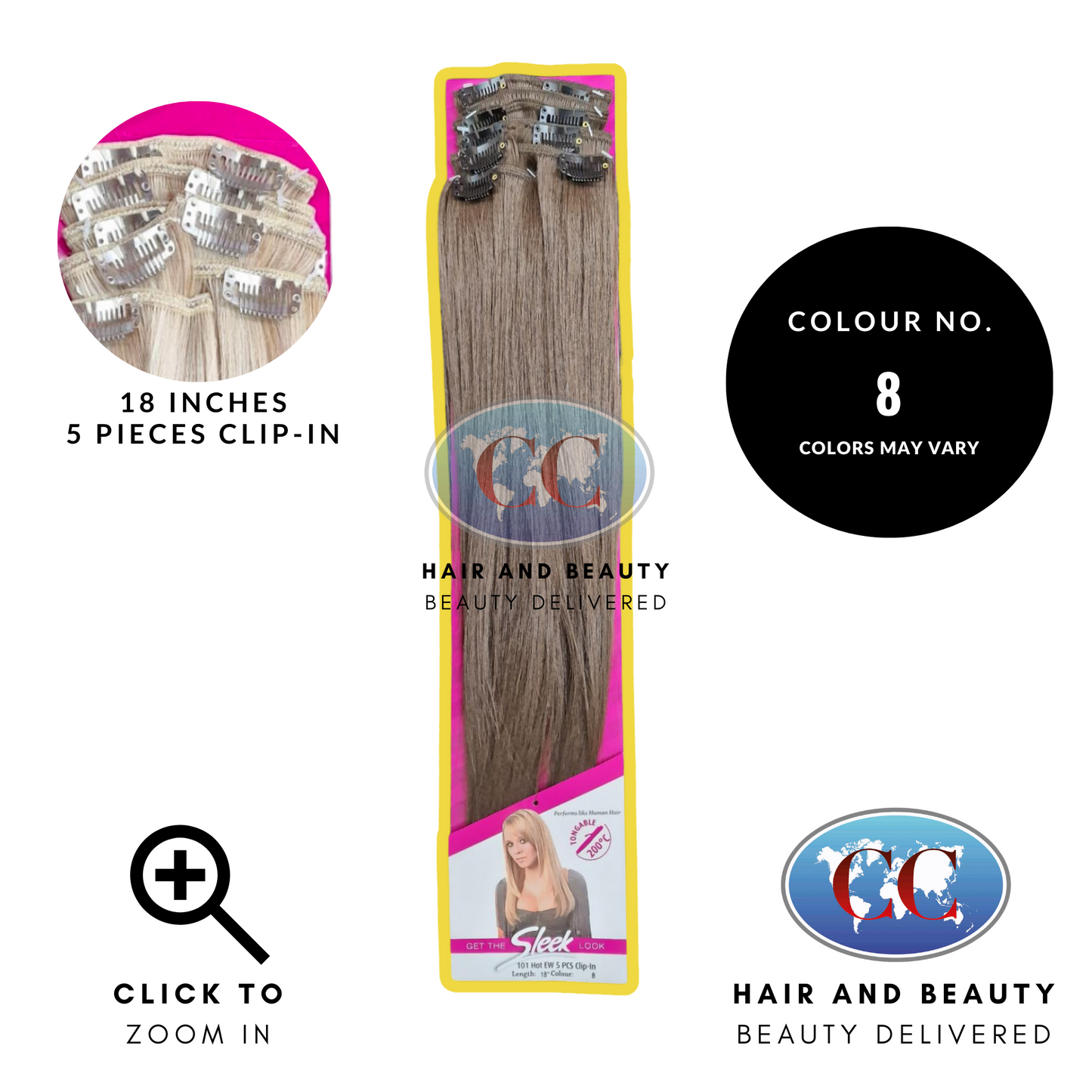 Sleek Fashion Idol 101 Hot EW 5 PCS Clip In Hair Extensions 18"