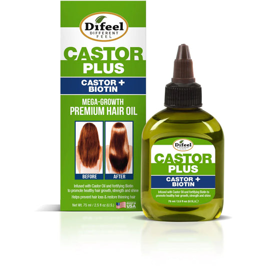 Difeel Castor Plus Biotin - Mega-Growth Premium Hair Oil 2.5oz