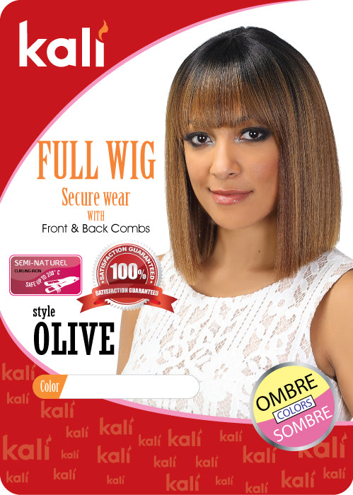 Kali Full Wig Secure Wear With Frint & Back Combs - Olive
