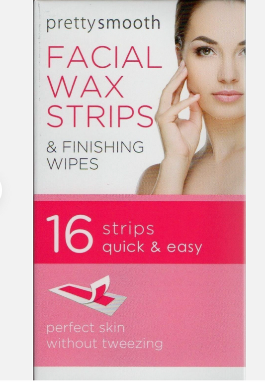Pretty 16 Facial Wax Strips & Finishing Wipes