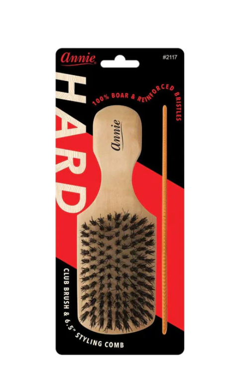Annie Hard Wood Club Boar Bristle Brush- 2117