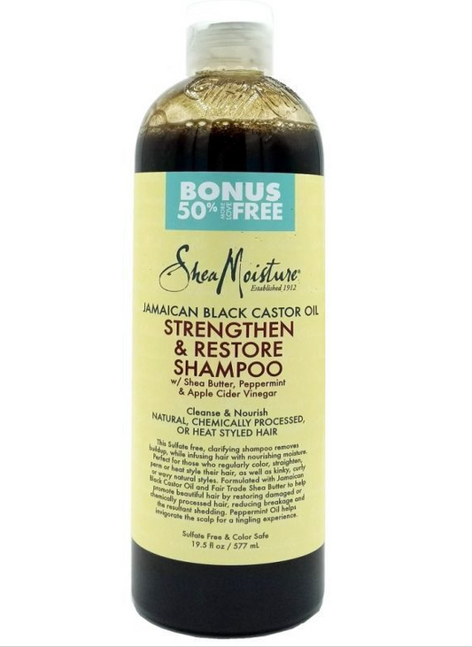 Shea Moisture Jamaican Black Castor Oil Strengthen & Restore Shampoo Bonus 19.8OZ