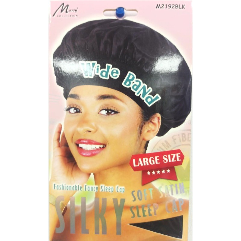 Murry Collection Wide Band Silky Satin Sleep Cap- M2193BLK