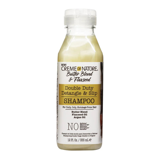 Creme Of Nature Butter Blend & Flaxseed Double Duty Detangle & Slip Shampoo - 12oz