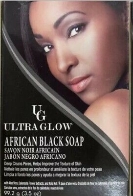 Ultra Glow African Black Soap Natural Cleanser-Exfoliates Dead Skin Cells-Acne