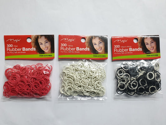 RUBBER BANDS 275-pcs BLACK/BROWN/AST/WHITE/RED- Magic Collection - GOOD  QUALITY