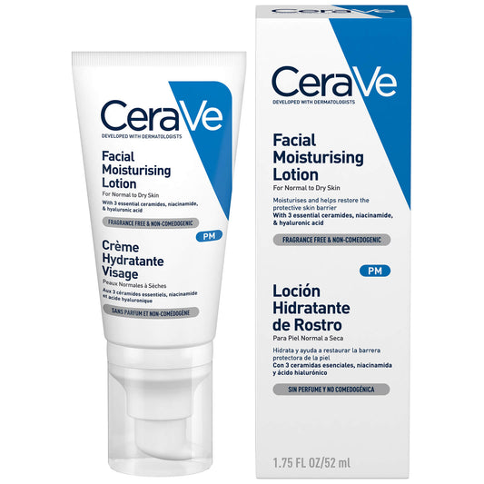 CeraVe PM Facial Moisturising Lotion with Ceramides for Normal to Dry Skin - 52ml