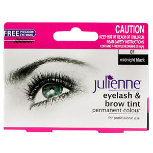 Julienne Eyelash & Brow Tint 01 Midnight Black Permanent Eyebrows Colour Dye