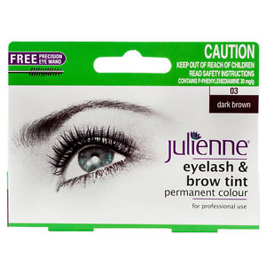 Julienne Eyelash & Brow Tint 03 Dark Brown Permanent Eyebrows Colour Dye 15ml