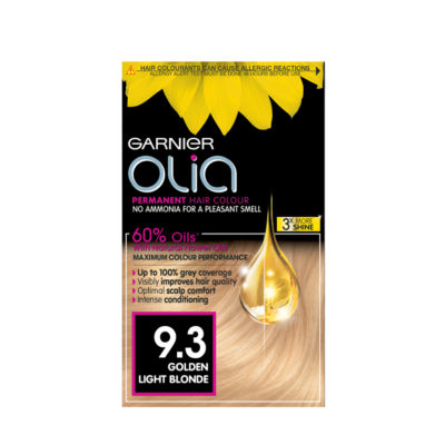 Olia Permanent Hair Dye, Up to 100% Grey Hair 60% Oils, 9.3 Golden Light Blonde
