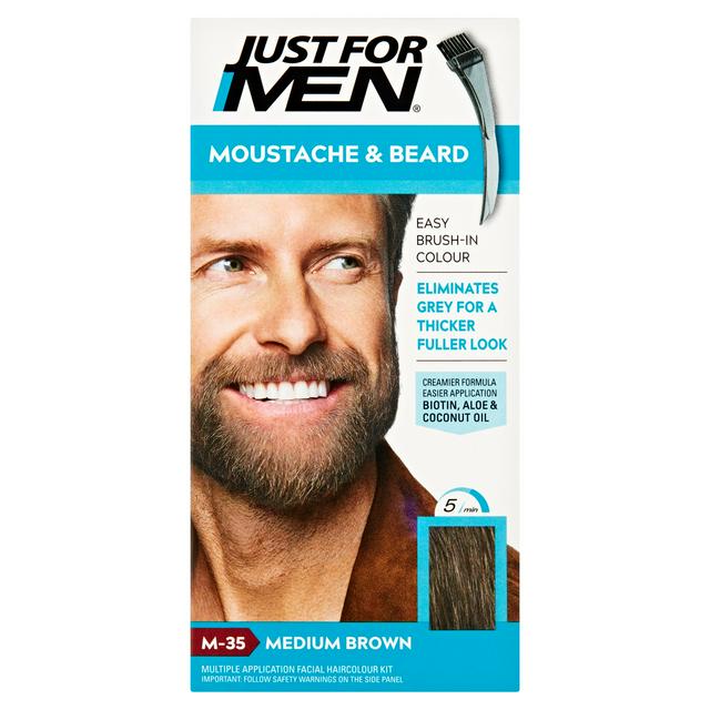 Just For Men Moustache & Beard Brush-In Colour Gel Medium Brown M-35