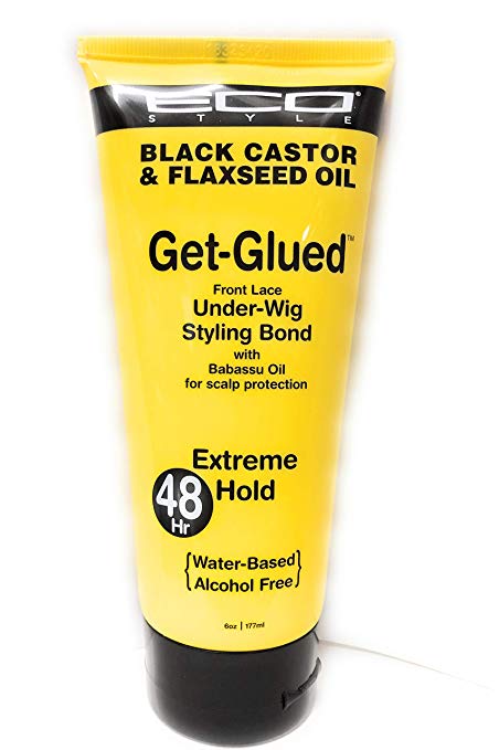 Eco Styler Black Castor & Flaxseed Oil Get Glued Front Lace Under Wig Styling Bond - 6 oz
