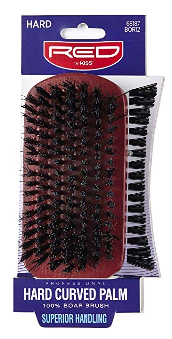 Red by Kiss PROFESSIONAL Boar Hard Curved Palm Bristle Brush