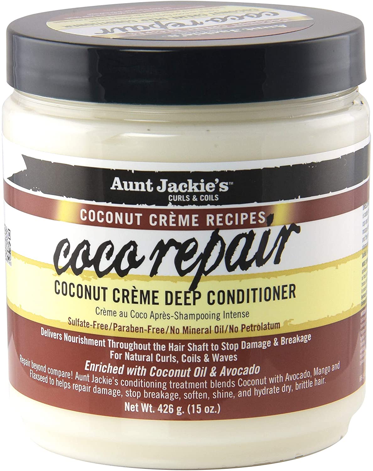 Aunt Jackies Curls & Coils Coconut Creme Recipes Coco Repair Coconut Creme Deep Conditioner - 15 Oz