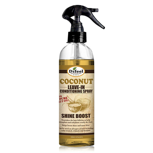 Difeel Shine Boost Leave In Conditioning Spray With 100% Pure Coconut Oil 6 Oz