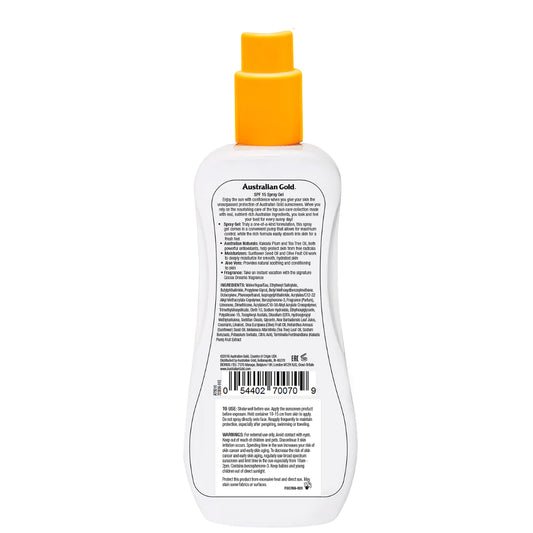 Australian Gold - Sunscreen spray Gel SPF 15 Medium Protection - 8OZ