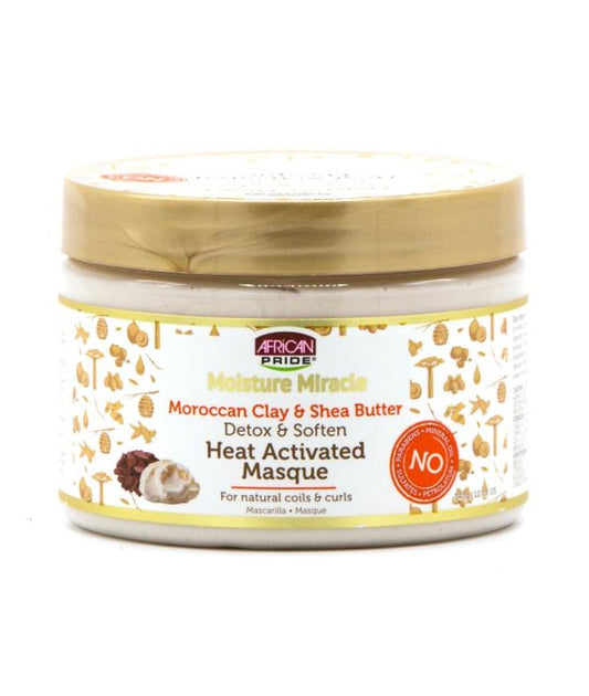 African Pride Moisture Miracle Moroccan Clay And Shea Butter Heat Activated Masque 12 oz