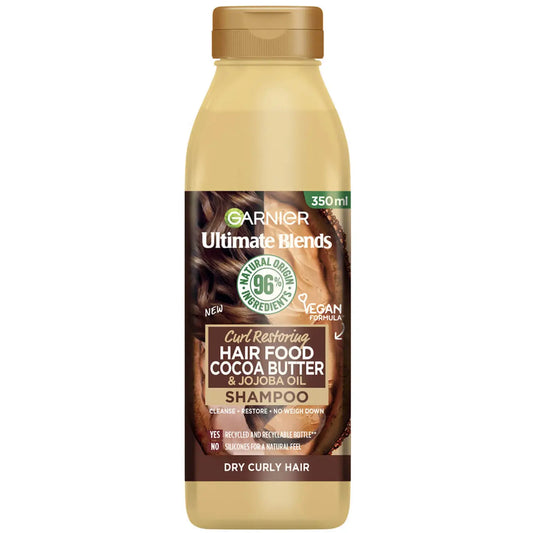 Garnier Ultimate Blends Cocoa Butter Shampoo for Dry, Curly Hair - 350ml