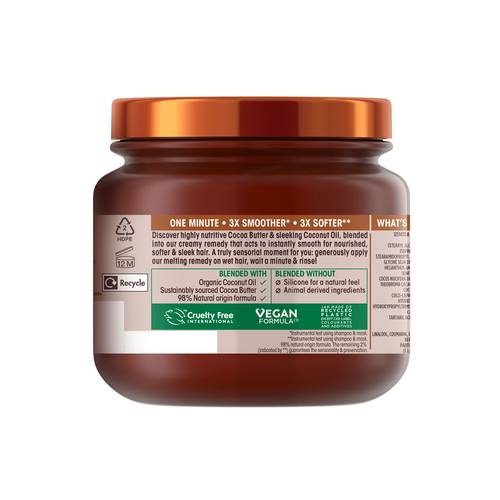 Garnier Ultimate Blends Coconut Oil & Cocoa Butter Smoothing Hair Remedy Mask - 340ml
