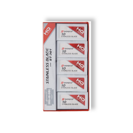 Dorco Platinum Stainless Double Edge Razor Blades, Pack of 100, Red