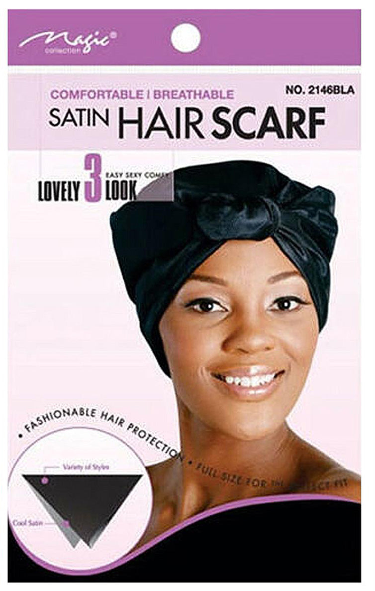 Magic Collection Satin Hair Scarf No.2146Blk