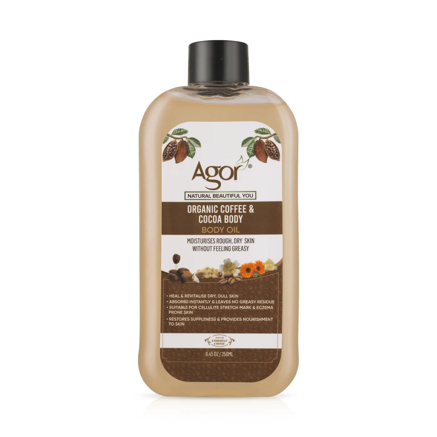 Agor Organic Coffee & Cocoa Body Oil - 8.450z