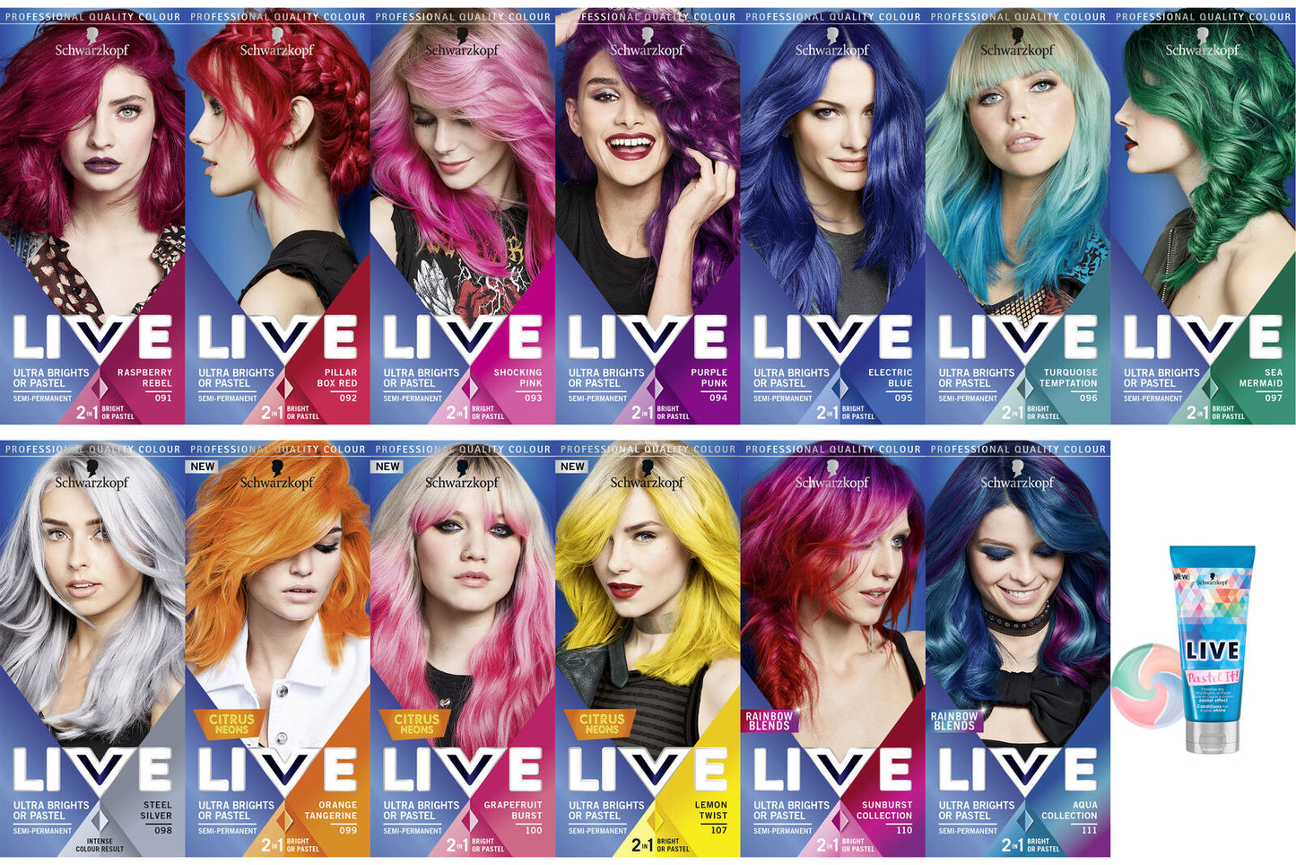 Schwarzkopf Live Semi Permanent Ultra Bright or Pastel Hair Dyes CC Hair & Beauty